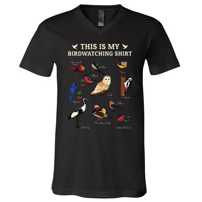 Cool Bird Lover Birdwatching Present Birdwatcher Birder Gift V-Neck T-Shirt