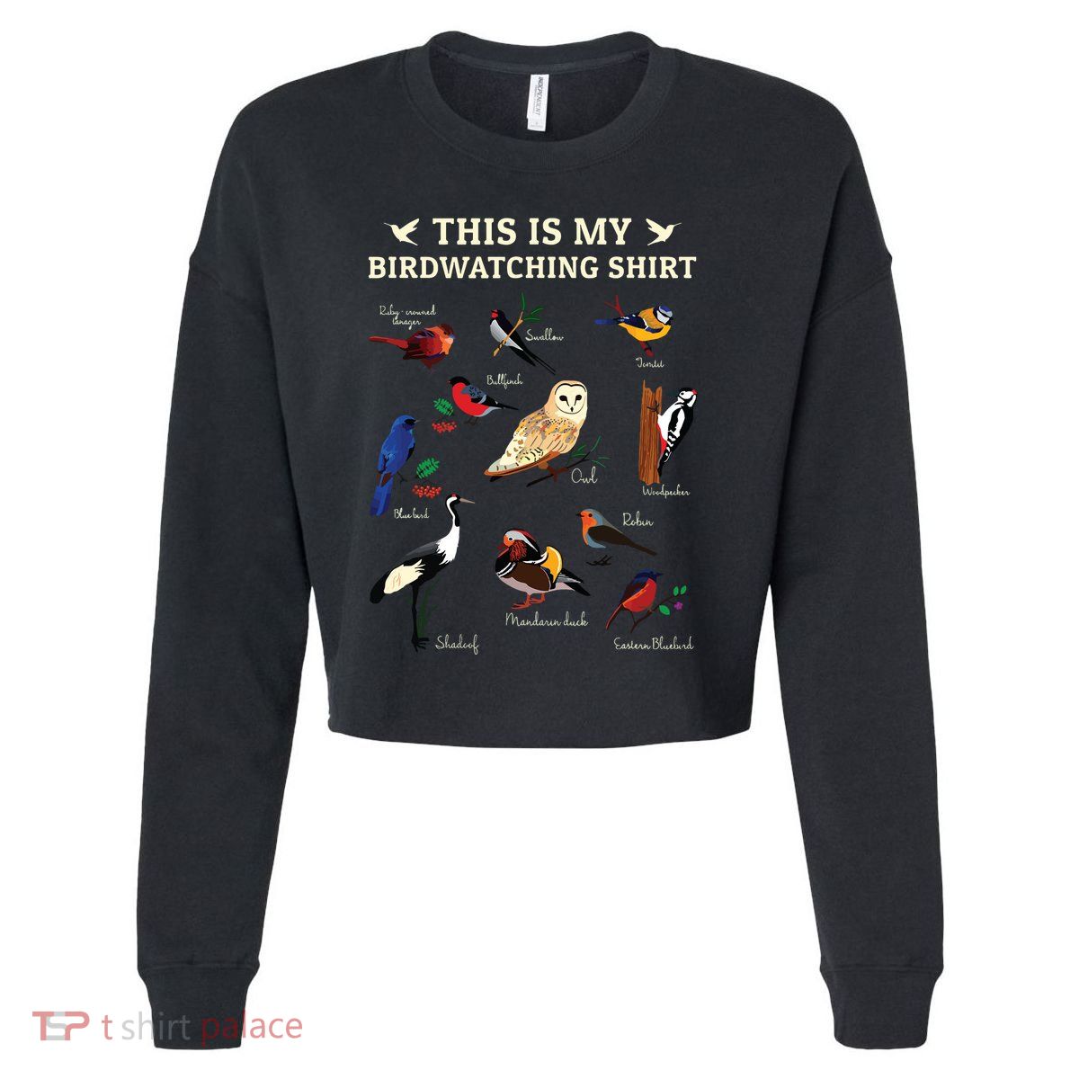Cool Bird Lover Birdwatching Present Birdwatcher Birder Gift Cropped Pullover Crew