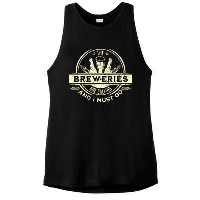 Craft Beer Lover Craft Breweries Are Calling And I Must Go Ladies PosiCharge Tri-Blend Wicking Tank