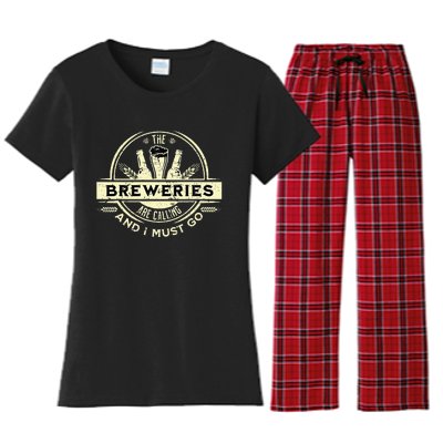 Craft Beer Lover Craft Breweries Are Calling And I Must Go Women's Flannel Pajama Set