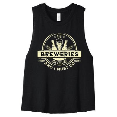 Craft Beer Lover Craft Breweries Are Calling And I Must Go Women's Racerback Cropped Tank