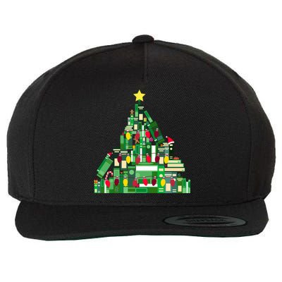 Christmas Book Lover Xmas Tree Reading Nerd Great Gift Wool Snapback Cap