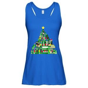 Christmas Book Lover Xmas Tree Reading Nerd Great Gift Ladies Essential Flowy Tank