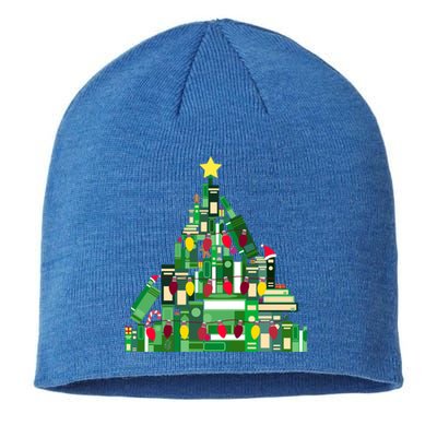 Christmas Book Lover Xmas Tree Reading Nerd Great Gift Sustainable Beanie