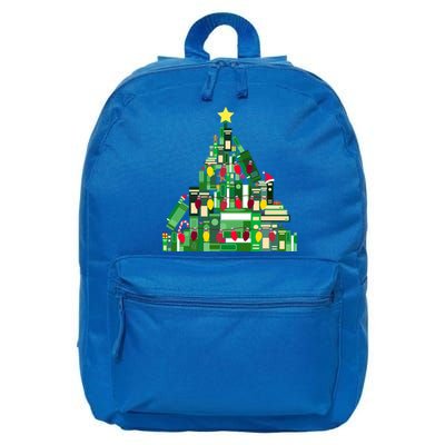 Christmas Book Lover Xmas Tree Reading Nerd Great Gift 16 in Basic Backpack
