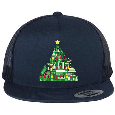 Christmas Book Lover Xmas Tree Reading Nerd Great Gift Flat Bill Trucker Hat