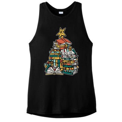 Christmas Book Lover Xmas Tree Reading Nerd Cool Gift Ladies PosiCharge Tri-Blend Wicking Tank