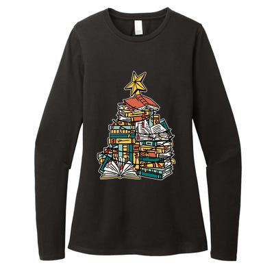 Christmas Book Lover Xmas Tree Reading Nerd Cool Gift Womens CVC Long Sleeve Shirt