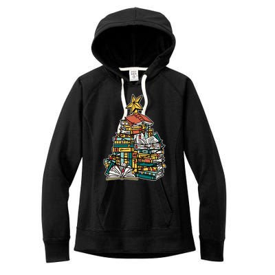 Christmas Book Lover Xmas Tree Reading Nerd Cool Gift Women's Fleece Hoodie