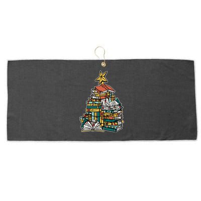 Christmas Book Lover Xmas Tree Reading Nerd Cool Gift Large Microfiber Waffle Golf Towel