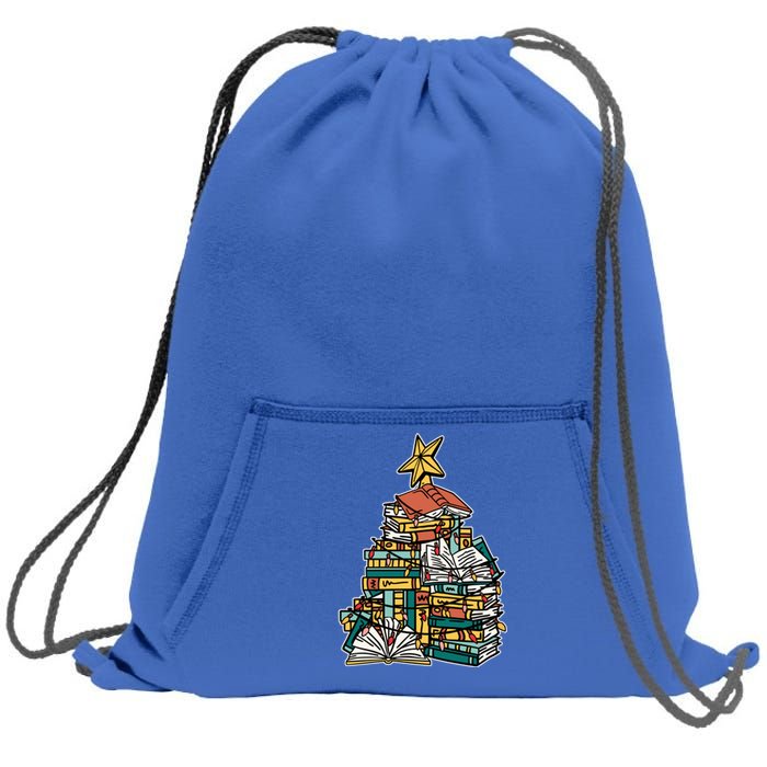 Christmas Book Lover Xmas Tree Reading Nerd Cool Gift Sweatshirt Cinch Pack Bag