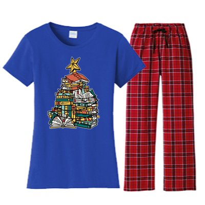 Christmas Book Lover Xmas Tree Reading Nerd Cool Gift Women's Flannel Pajama Set