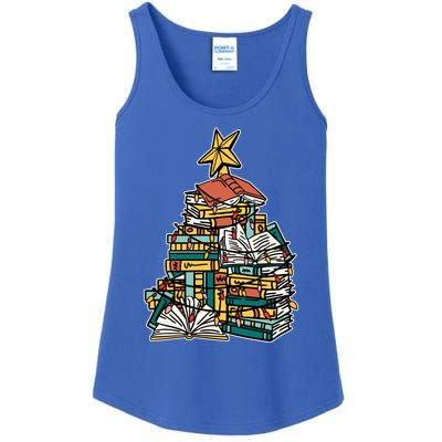 Christmas Book Lover Xmas Tree Reading Nerd Cool Gift Ladies Essential Tank