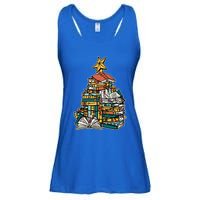 Christmas Book Lover Xmas Tree Reading Nerd Cool Gift Ladies Essential Flowy Tank