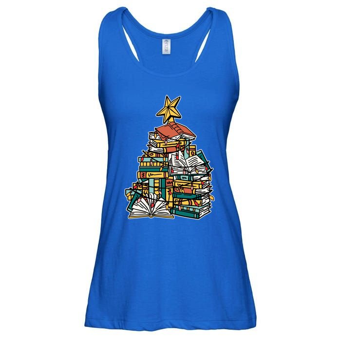 Christmas Book Lover Xmas Tree Reading Nerd Cool Gift Ladies Essential Flowy Tank