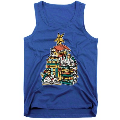 Christmas Book Lover Xmas Tree Reading Nerd Cool Gift Tank Top