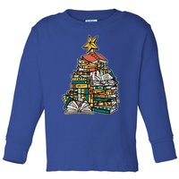 Christmas Book Lover Xmas Tree Reading Nerd Cool Gift Toddler Long Sleeve Shirt