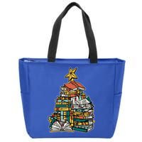 Christmas Book Lover Xmas Tree Reading Nerd Cool Gift Zip Tote Bag