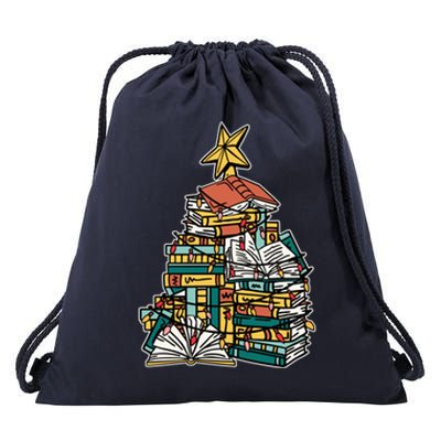 Christmas Book Lover Xmas Tree Reading Nerd Cool Gift Drawstring Bag