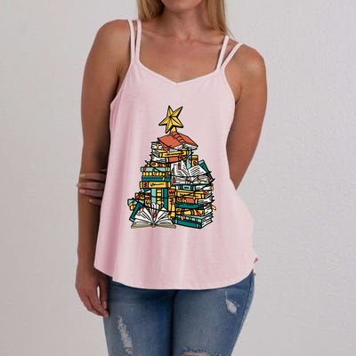 Christmas Book Lover Xmas Tree Reading Nerd Cool Gift Women's Strappy Tank