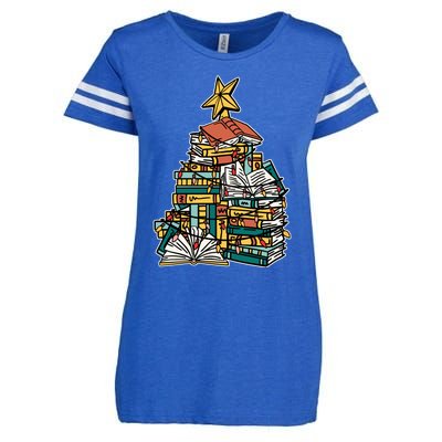 Christmas Book Lover Xmas Tree Reading Nerd Cool Gift Enza Ladies Jersey Football T-Shirt