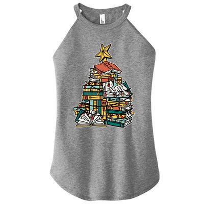 Christmas Book Lover Xmas Tree Reading Nerd Cool Gift Women's Perfect Tri Rocker Tank