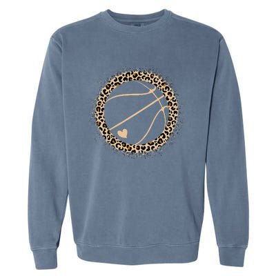 Cute Basketball Leopard Print Basketball Lover Garment-Dyed Sweatshirt