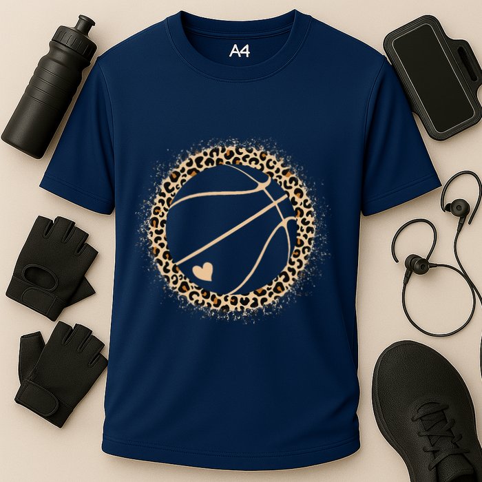 Cute Basketball Leopard Print Basketball Lover Cooling Performance Crew T-Shirt
