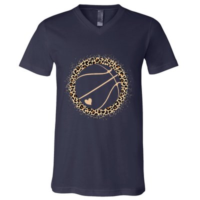 Cute Basketball Leopard Print Basketball Lover V-Neck T-Shirt