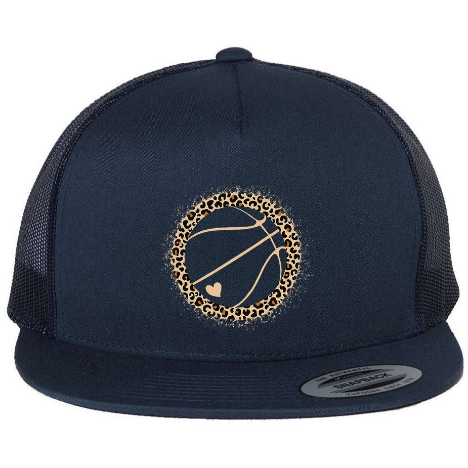 Cute Basketball Leopard Print Basketball Lover Flat Bill Trucker Hat