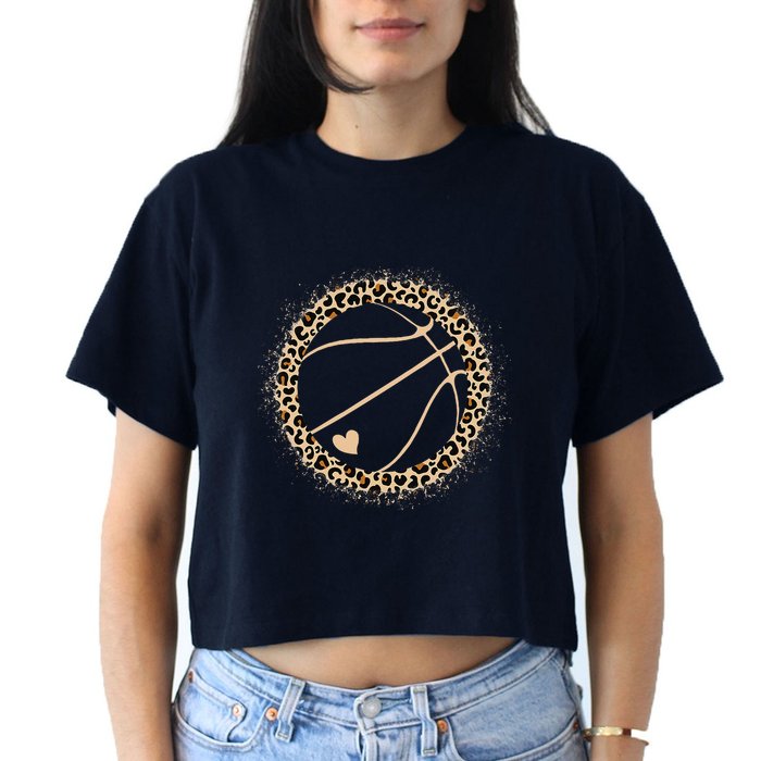 Cute Basketball Leopard Print Basketball Lover Women's Crop Top Tee