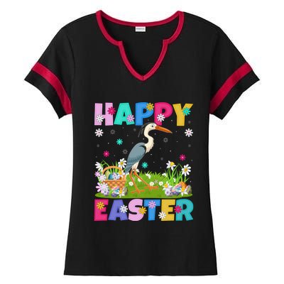 Crane Bird Lover Happy Easter Bunny Crane Easter Sunday Gift Ladies Halftime Notch Neck Tee