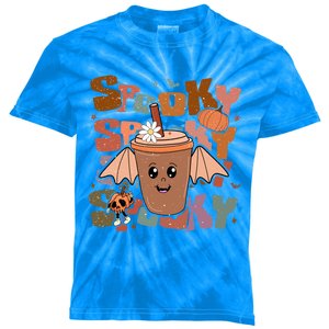 Cute Boo Latte Coffee Halloween Spooky Season Fall Coffee Gift Kids Tie-Dye T-Shirt