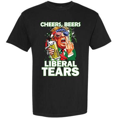 Cheers Beers Liberal Tears Trump Holding Beer Patricks Day Garment-Dyed Heavyweight T-Shirt