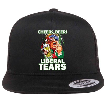 Cheers Beers Liberal Tears Trump Holding Beer Patricks Day Flatbill Hat