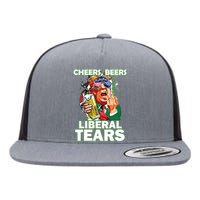 Cheers Beers Liberal Tears Trump Holding Beer Patricks Day Flat Bill Trucker Hat