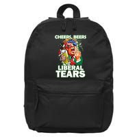Cheers Beers Liberal Tears Trump Holding Beer Patricks Day 16 in Basic Backpack