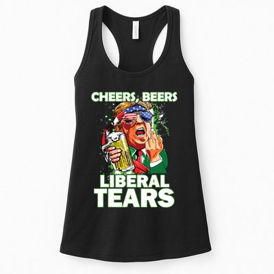 Cheers Beers Liberal Tears Trump Holding Beer Patricks Day Womens Tank Top