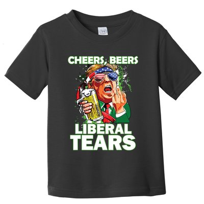 Cheers Beers Liberal Tears Trump Holding Beer Patricks Day Toddler T-Shirt