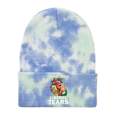 Cheers Beers Liberal Tears Trump Holding Beer Patricks Day Tie Dye 12in Knit Beanie