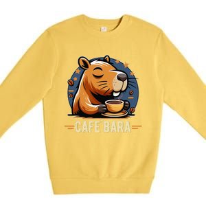 Café Bara Logo Coffee Bar Cafebara Barista Capybara Funny Premium Crewneck Sweatshirt