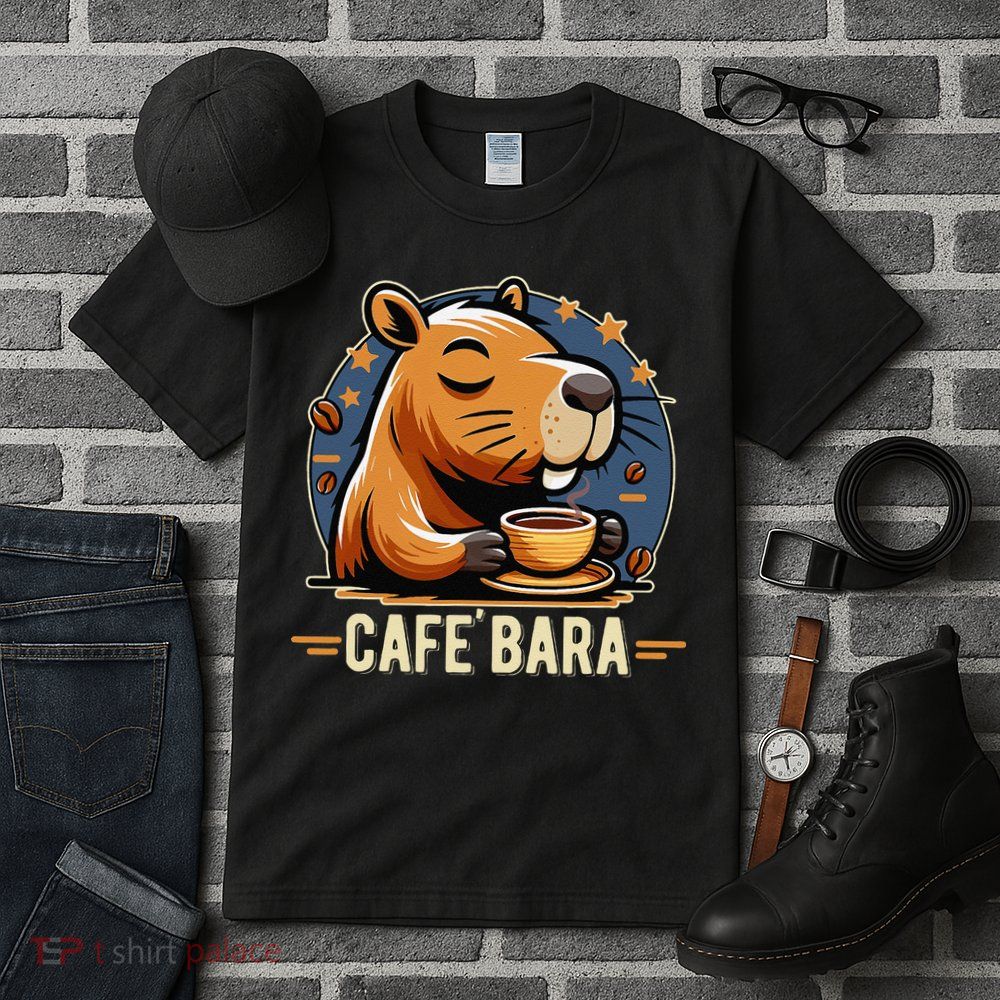 Café Bara Logo Coffee Bar Cafebara Barista Capybara Funny Tall T-Shirt