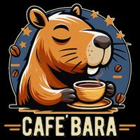Café Bara Logo Coffee Bar Cafebara Barista Capybara Funny 7-Panel Snapback Hat