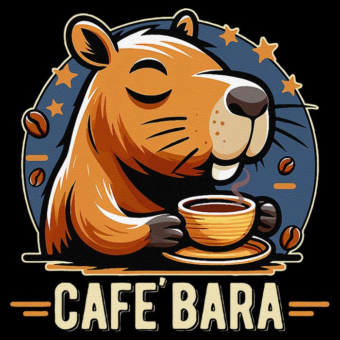 Café Bara Logo Coffee Bar Cafebara Barista Capybara Funny 7-Panel Snapback Hat