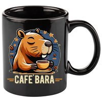 Café Bara Logo Coffee Bar Cafebara Barista Capybara Funny 11oz C Handle Ceramic Mug