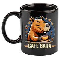 Café Bara Logo Coffee Bar Cafebara Barista Capybara Funny 11oz C Handle Ceramic Mug