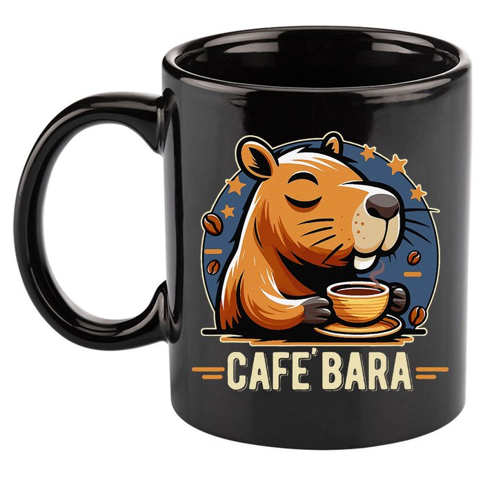 Café Bara Logo Coffee Bar Cafebara Barista Capybara Funny 11oz C Handle Ceramic Mug