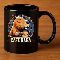 Café Bara Logo Coffee Bar Cafebara Barista Capybara Funny 11oz C Handle Ceramic Mug