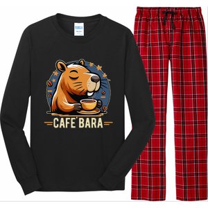 Café Bara Logo Coffee Bar Cafebara Barista Capybara Funny Long Sleeve Pajama Set