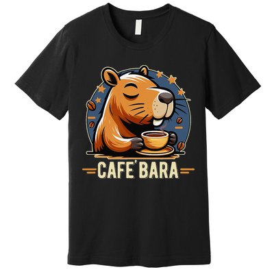 Café Bara Logo Coffee Bar Cafebara Barista Capybara Funny Premium T-Shirt